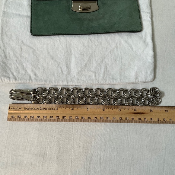 PRADA Camoscio Suede Metal Sound Bag Green - Picture 13 of 15